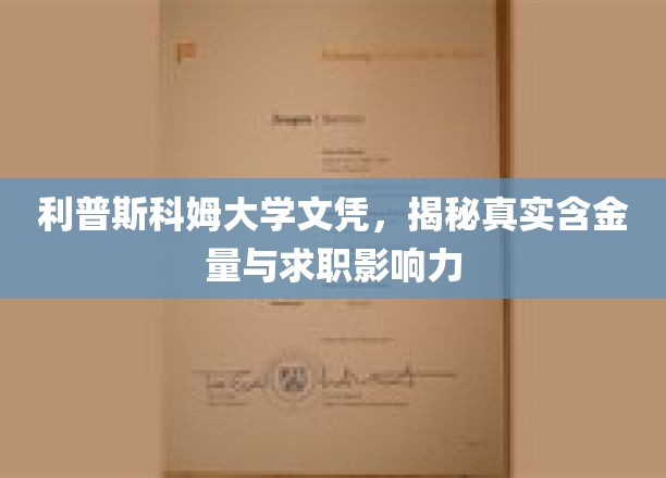 揭秘利普斯科姆大学文凭背后的价值与职场竞争力