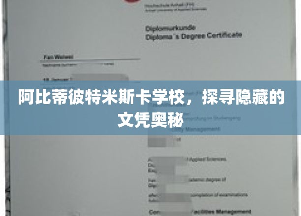 阿比蒂彼特米斯卡学校的文凭之谜，揭秘不为人知的学术传奇